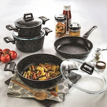 Schafer Savor Yanmaz Yapışmaz 7 Parça Siyah Tencere Seti