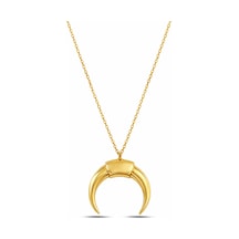 Çekirdekjewelry Minimal Gold Renk Boynuz Kolye Şık Ve Modern Kadın Kolyesi 925 Ayar Gümüş Sarı