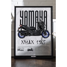 X-max 125 Siyah Ahşap Çerçeveli Poster, Dekoratif Motosiklet Duvar Tablosu