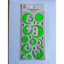 Uykucu Ay Karanlıkta Parlayan Yapışkanlı Fosforlu Sticker Oda Süsü