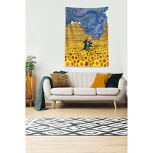 Pelangi Çok Renkli Van Gogh Papatya Tarlası Leke Tutmaz Kadife Kumaş Duvar Örtüsü Duvar Halısı Tapestry Dwll417, Diğer