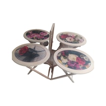 Zigon Sehpa Çanta Çiçek Motif Ham Kayın Torna Iskelet Itinalı Pa