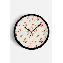 Soyut Çiçek Temalı Modern Duvar Saati - 30cm - Önü Camlı Siyah Kasa - Sessiz Mekanizma-jh0064 Siyah