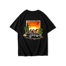 Brz Collectıon Brz Collection Unisex Oversize Desert Sunset T-shirt Siyah