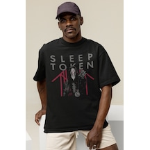 Tasarım Sleep Token Rock Metal Müzik Grubu Baskılı Unisex Oversiz Siyah