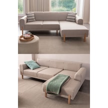 Mocha Sırt Mekanizmalı Köşe Koltuk Takımı Krem