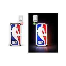 Led Işıklı Basketbol Logosu Duvar Tabelası 22x10 Cm Adaptörlü Dekoratif Işıklı Nba Pano Çok Renkli Çok Renkli