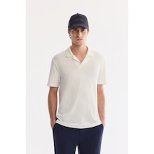 Avva Erkek Ekru Apaj Yaka Kolay Ütülenen Elastan Regular Fit T-shirt A61y1156