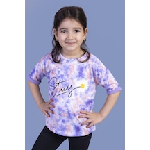 Toontoy Kids Toontoy Kız Çocuk Batik Desenli Baskılı Tişört Lila