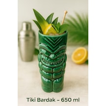 Özel Tasarım Kaslı 600 Ml Tiki Kokteyl Ve İçecek Bardağı Ve Meşrubat Bardağı Yeşil