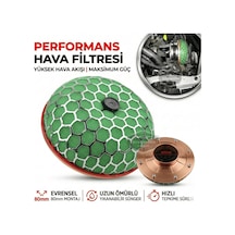 Hks Universal Performans Ve Ses Arttırıcı Aparatlı Açık Hava Filtresi +6 Hp Yeşil Mantar Tip 80 Mm