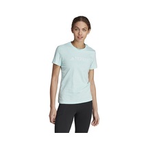 Adidas W Logo Tee Kadın Antrenman Tişörtü Hy1713 Mavi Hy1713