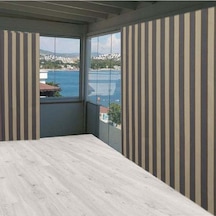 Ceylan Home Balkon Perdesi Gri Krem Çizgili Ölçü Seçenekli Gri