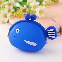 Mini Sevimli Balık Yaratıcı Karikatür Silikon Bozuk Para Cüzdanı Mavi