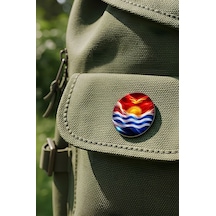 Kiribati Kiribati Abstract Ülke Bayraklı Buton Rozet - 44 MM 5 Adet Çok Renkli