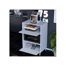 Silva 75x119,2x48 Cm Kapaklı Mikrodalga Ve Midi Fırın Standı - 3 Bölmeli Çok Amaçlı Dolap Beyaz
