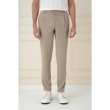Efor Comfort Fit Gofre Dokulu Beli Lastikli Pileli Bej Jogger Pantolon P 1174 Bej