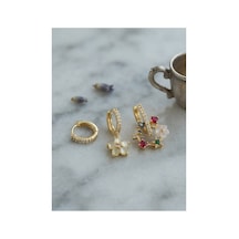 3 Lü Set Gold Renk Çiçek Model Küpe Tj-bkp11964 Evimdeyokyok