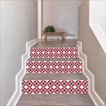 Merdiven Sticker Folyo Kaplama 5 Adet (18Cm X 120Cm) Kırmızı