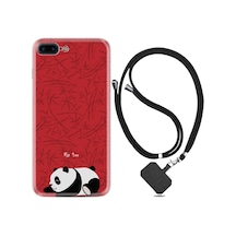 Apple Uyumlu iPhone 7 Plus 8 Plus Kılıf Boyun Askılı Sleeping Panda 1810