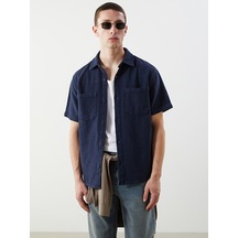 Lcw Jeans İndigo Rahat Kalıp Kısa Kollu Erkek Jean Gömlek