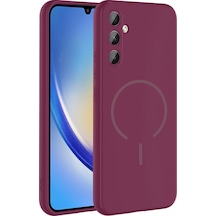 Galaxy Uyumlu A24 Kılıf M-safe Şarj Özellikli Klfs Meta Kapak - Mürdüm Mürdüm