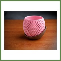 Bezos 3d Baskı Küre Saksı - Kafes Dokulu İki Parçalı Dekoratif Saksı - Pembe-kahverengi Hb006 13736863