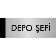 Metal Yönlendirme Levhası, Departman Kapı Isimliği Depo Şefi 5x20 Cm Gümüş Renk