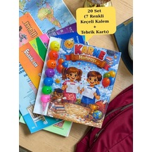 Karne Hediyesi 20 Set Renkli Keçeli Kalem Ve Tebrik Kartı