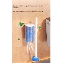 Manyetik Duvara Monte Tek Kullanımlık Tuvalet Fırçası Seti 360 Esnek Sünger Başlıklı Wc Klozet Te Beyaz
