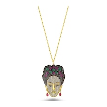 Zirkon Taşlı Frida Madalyon Gümüş Kolye (498575825)