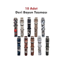 Pettagart Desenli Deri Kedi Köpek Boyun Tasması 30 CM Çok Renkli 10'lu