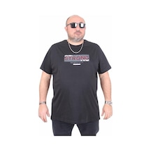 Starbattal Erkek Büyük Beden Sıfır Yaka Tişört Strong 25167 Sıyah Siyah
