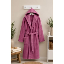 Doğa Kapüşonlu Unisex Bornoz 330 Gsm Yumuşak Dokulu Banyo Bornozu, Cepli, Kadın & Erkek, S/m - L/xl - 2xl - 3xl Mürdüm