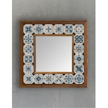 Oscar Stone Decor Masif Çerçeveli Mozaik Taş Mermer Ayna 33x33 Cm Seramik Desenli Vintage Ayna Ayn-099 Diğer