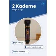 Saç Ve Sakal Tıraş Makinesi Çift Bataryalı Tarak Ayarlı Şarjlı Fi