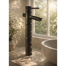 Siyah Lavabo Bataryası Çanak Lavabo Uyumlu Pirinç Gövde Mat Siyah Modern Banyo Musluğu Siyah