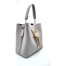 Just Polo Kadın Baskı Desenli El Ve Omuz Çantası Ebat: 22 X 23 Cm GRİ