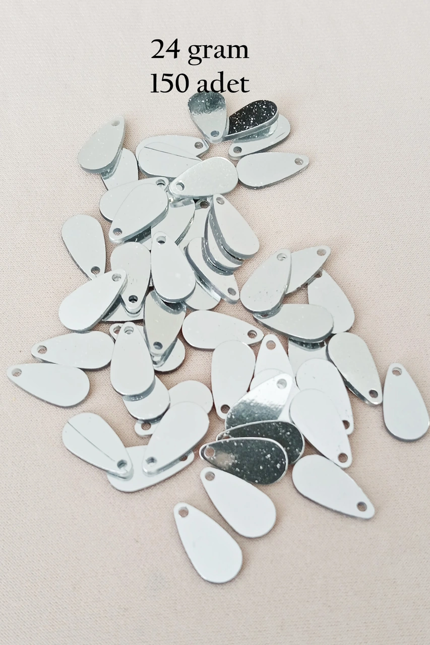 Oya Abiye Bileklik Kolye Pleksi Metalik Plastik Pul Gümüş Renk 24 Gram 150 Adet - Bnc591