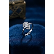 Ayarlamalı Silver Renk Metal Zirkon Ve Kristal Taşlı Damla Model Yüzük Diğer