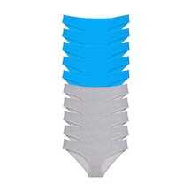 10 Adet Süper Eko Set Likralı Kadın Slip Gri Mavi Standart