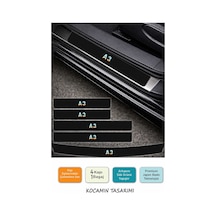Audi A3 Karbon Kapı Eşiği Koruyucu Seti 5 Parça Renkli Baskılı Karbon Folyo Araç Koruma
