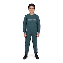 Baglan Erkek Çocuk Önü Baskılı Sweatshirt Ve Eşofman Alt Takım Bgl-st05248 Açık Yeşil