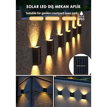 4 Ledli Solar Çift Taraflı Duvar Lambası Güneş Enerjili Aydınlatma Dekorasyon Aplik Işık Açık Mavi