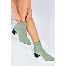 Fox Shoes Yeşil Triko Kalın Topuklu Kadın Bot L422763057