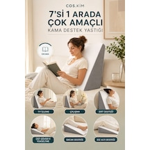 7 İn 1 Çok Amaçlı Kama Yastığı, Yıkanabilir Kılıflı, Çift Cepli Dinlenme Ve Sırt Destek Yastığı Beyaz