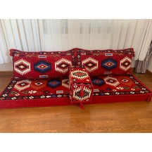 Coton Şark Köşesi Otantik Desenli Takım Kırmızı