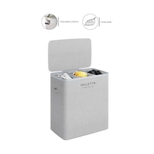 Valletta Paloma 120l Üç Yıkanabilir Bölmeli Katlanabilir Kumaş Kirli Çamaşır Sepeti Light Gray Açık Bej