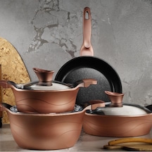 Kütahya Porselen 7 Parça Lidya Döküm Granit Tencere Seti-Rosegold
