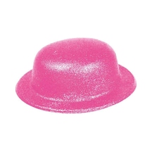 Pembe Renk Simli Melon Yuvarlak Parti Şapkası 24x26 Cm 6 Yaş